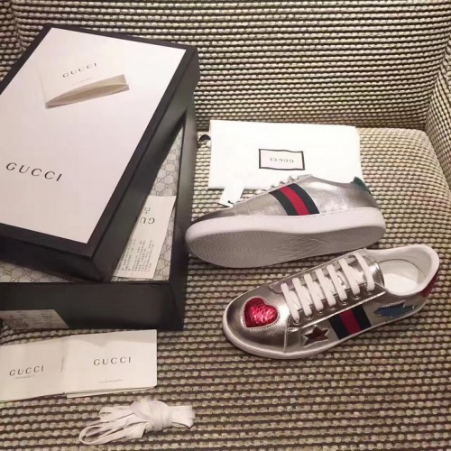 Gucci Ace low-top sneaker silver